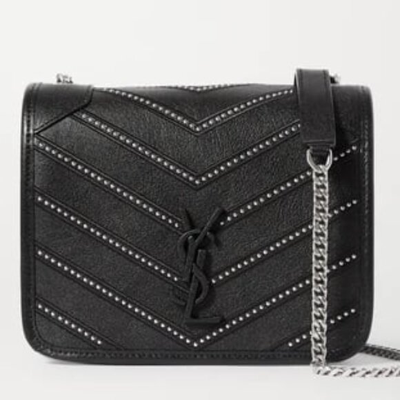 SAINT LAURENT Niki Mini Studded Black Leather Bag